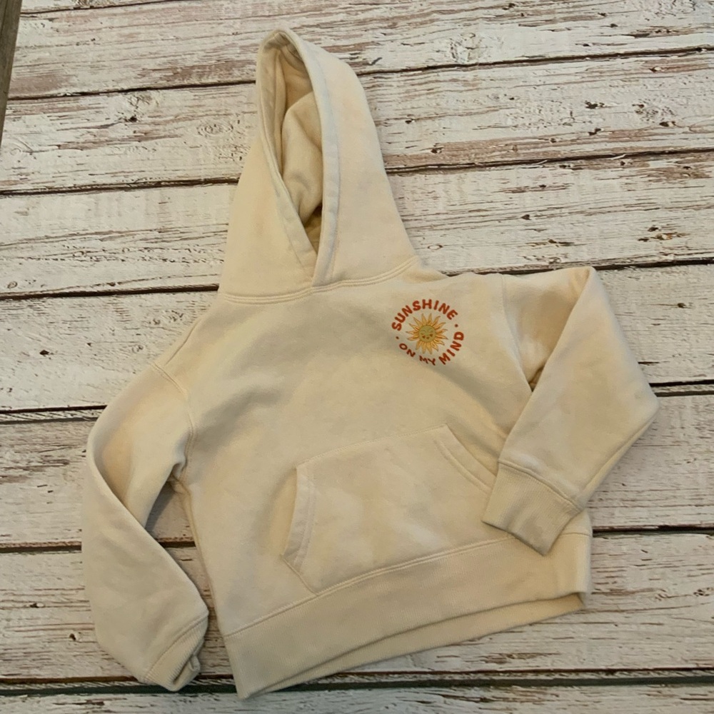 Runway Girl’s Sunshine On My Mind Hoodie XS (4-5) - Yellow Graphic Sweatshirt